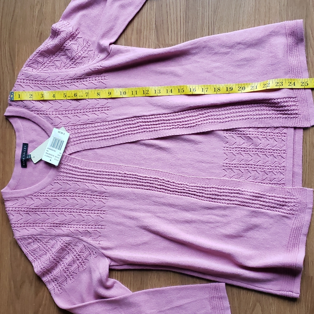 Nappa Valley 2 in One Long Sleeve Sweater Pink Blossom Petite Medium NWT - Picture 12 of 16